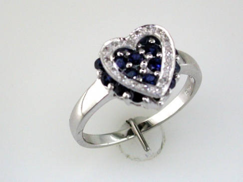 SAPPHIRE & DIA HEART RING