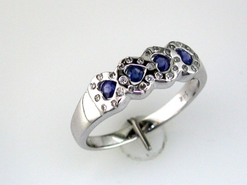 SAPPHIRE & DIA HEART RING
