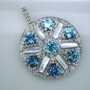BLUE TOPAZ & DIAMOND PENDANT