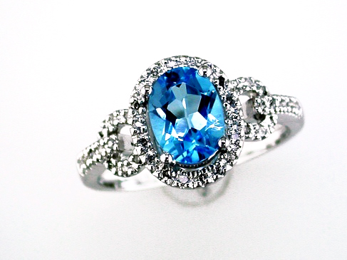 BLUE TOPAZ & DIAMOND RING