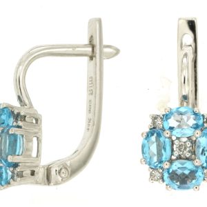 DIAMOND & BLUE TOPPAZ EARRING