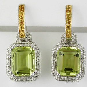 LEMON QUARTZ & DIAMOND EARRING
