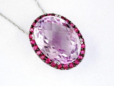 PINK 'SP' & AMETHYST PENDANT