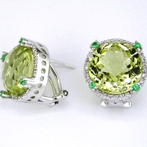 DIAMOND & LEMON QUARTZ EARRING