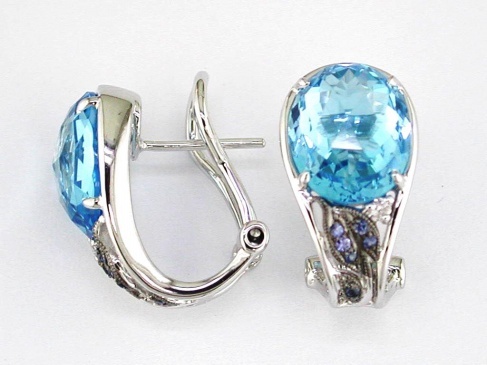 BLUE TOPAZ & DIAMOND EARRING