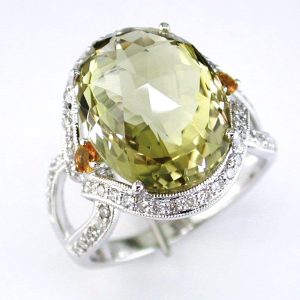 DIAMOND & LEMON QUARTZ RING