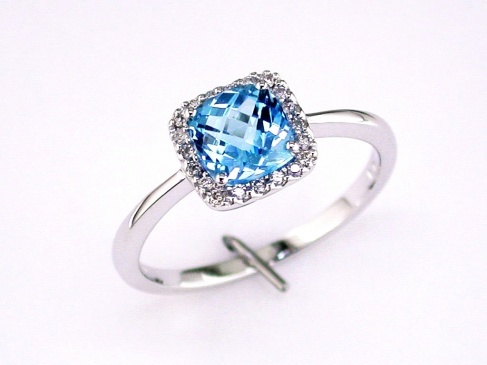 BLUE TOPAZ & DIAMOND RING