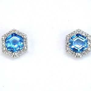 BLUE TOPAZ & DIAMOND EARRING