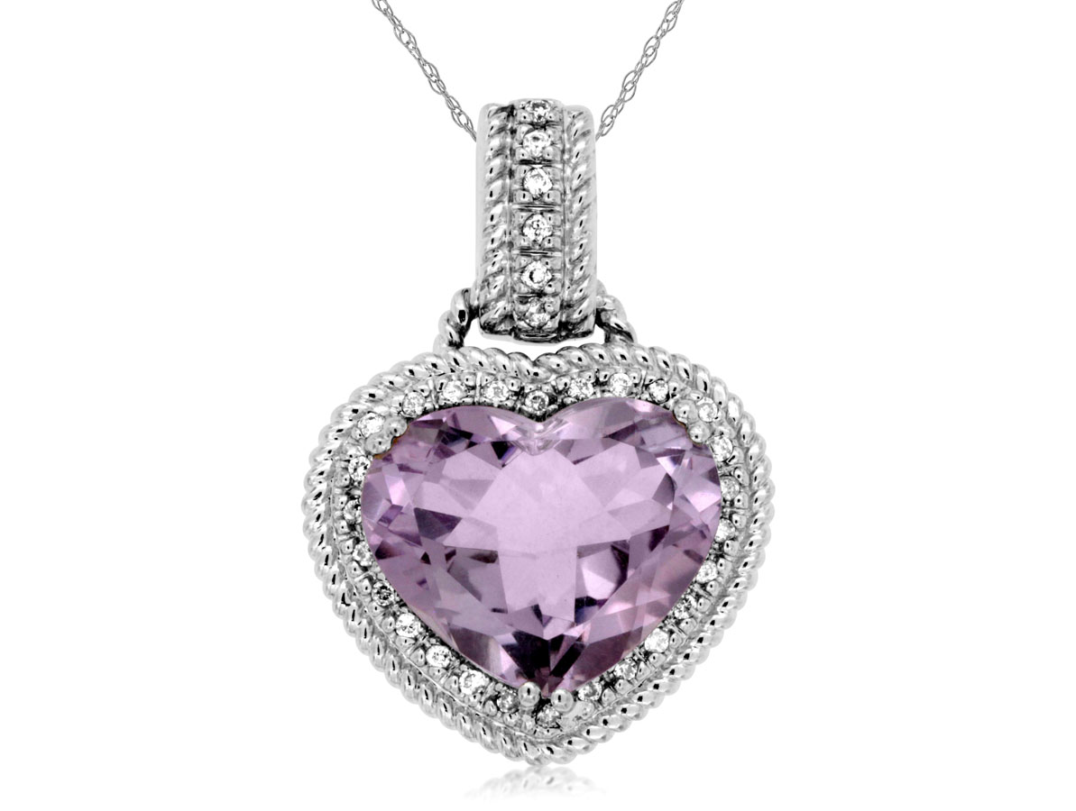 AMETHYST & DIA HEART PENDANT