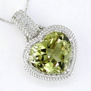 DIA & LEMON QUARTZ HEART PEND