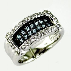 BLUE TOPAZ & DIAMOND RING