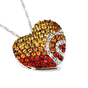 DIA & FANCY SAPP HEART PENDANT