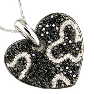 BLACK DIA & DIA HEART PENDANT