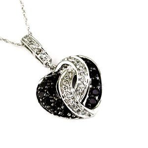 DIA & BLACK DIA HEART PENDANT