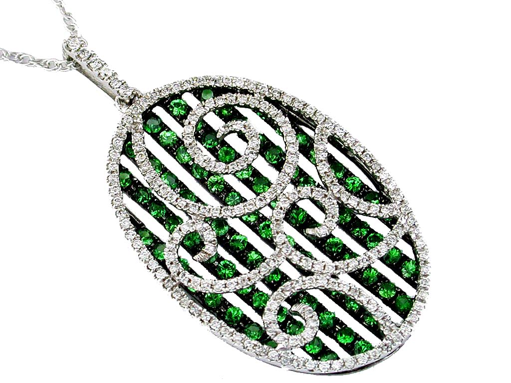 DIAMOND &GREEN GARNET PENDANT