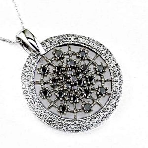 BLACK DIA & DIA CIRCLE PENDANT
