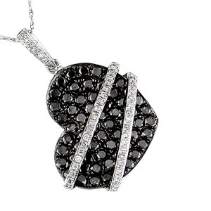 BLACK DIA & DIA HEART PENDANT