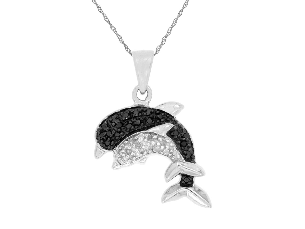 BLK DIA & DIA DOLPHIN PENDANT