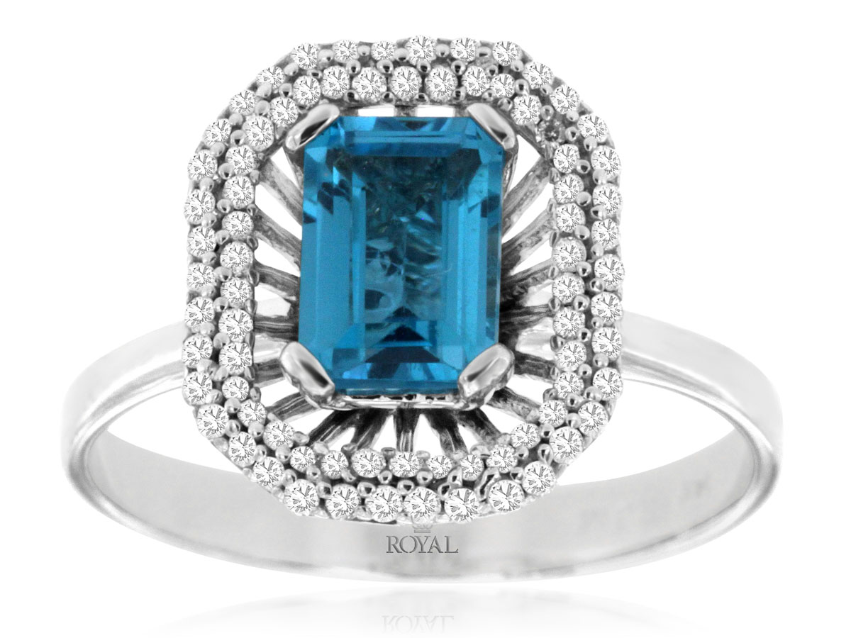 BLUE TOPAZ & DIAMOND RING