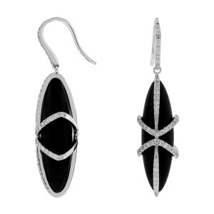 DIAMOND & BLACK ONYX EARRING
