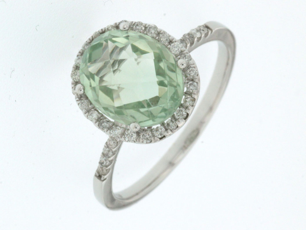 DIAMOND & GREEN AMETHYST RING