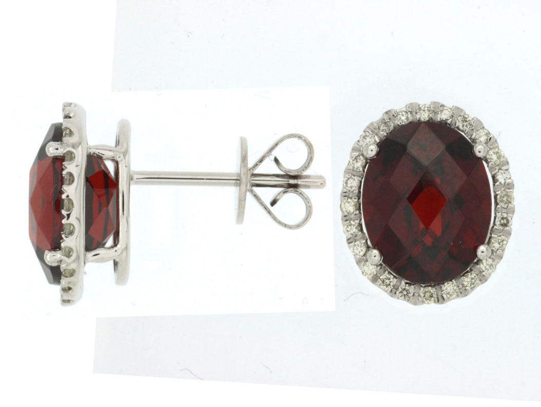 GARNET & DIAMOND EARRING