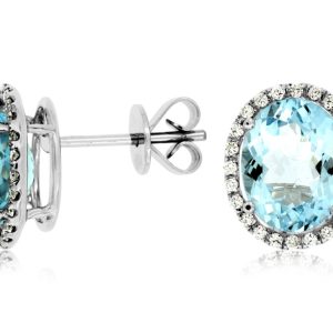 AQUAMARINE & DIAMOND EARRING