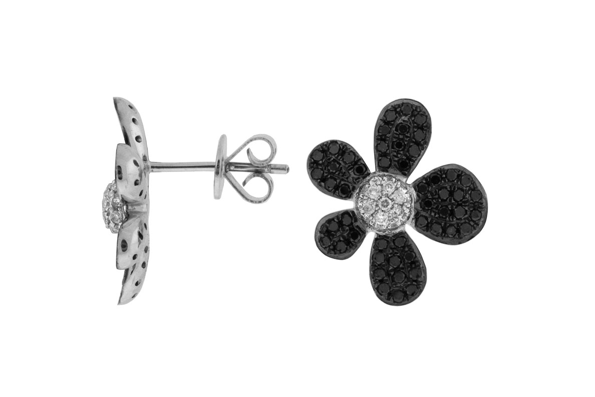 BLACK DIA & DIA FLOWER EARRING