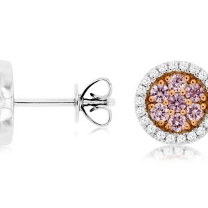WHITE & PINK DIAMOND EARRING