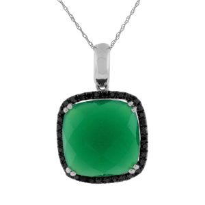 BLK DIA & GREEN AGATE PENDANT