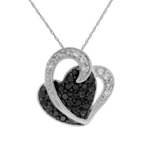 BLACK DIA & DIA HEART PENDANT