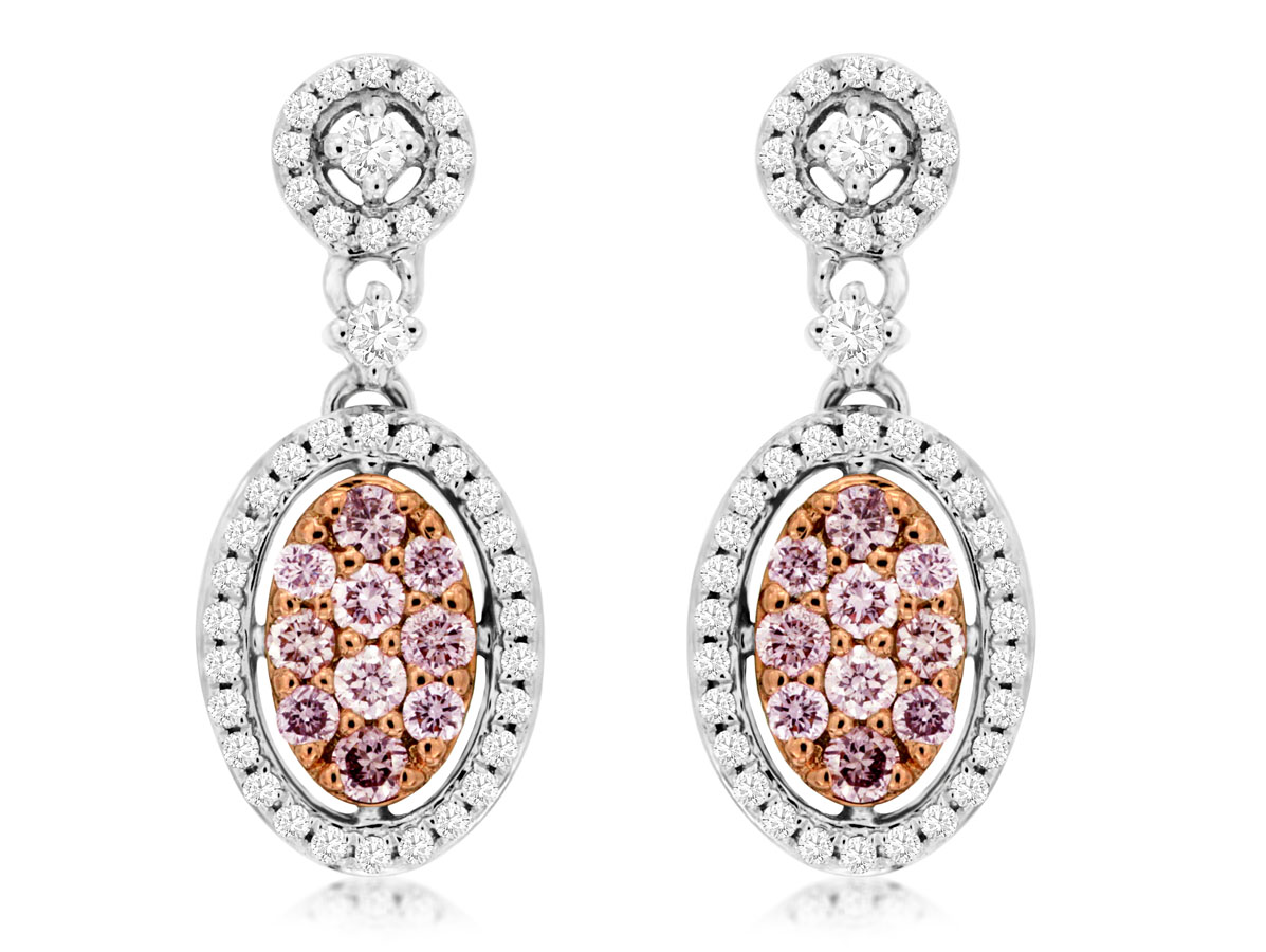 WHITE & PINK DIAMOND EARRING