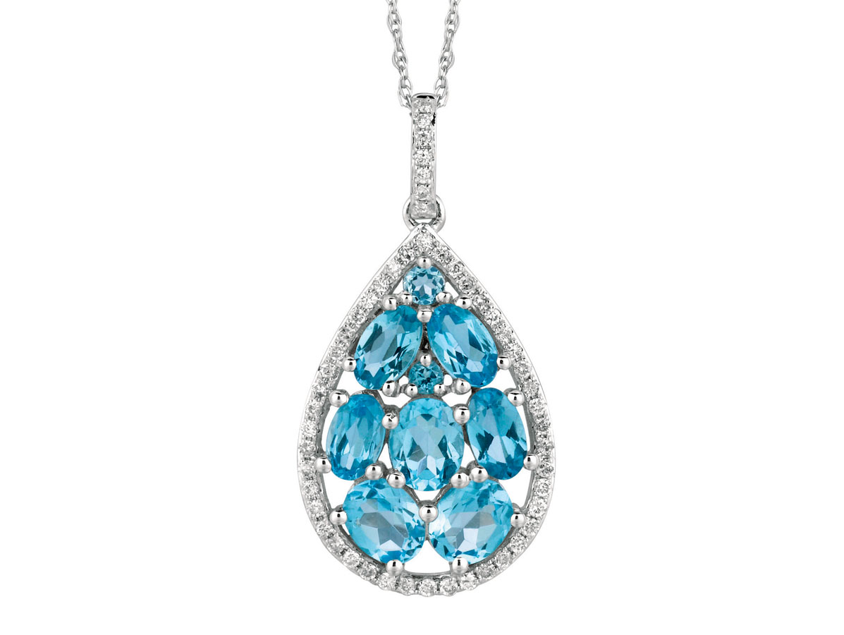 BLUE TOPAZ & DIAMOND PENDANT