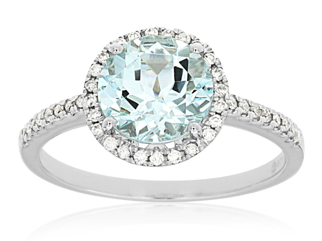 AQUAMARINE & DIAMOND RING