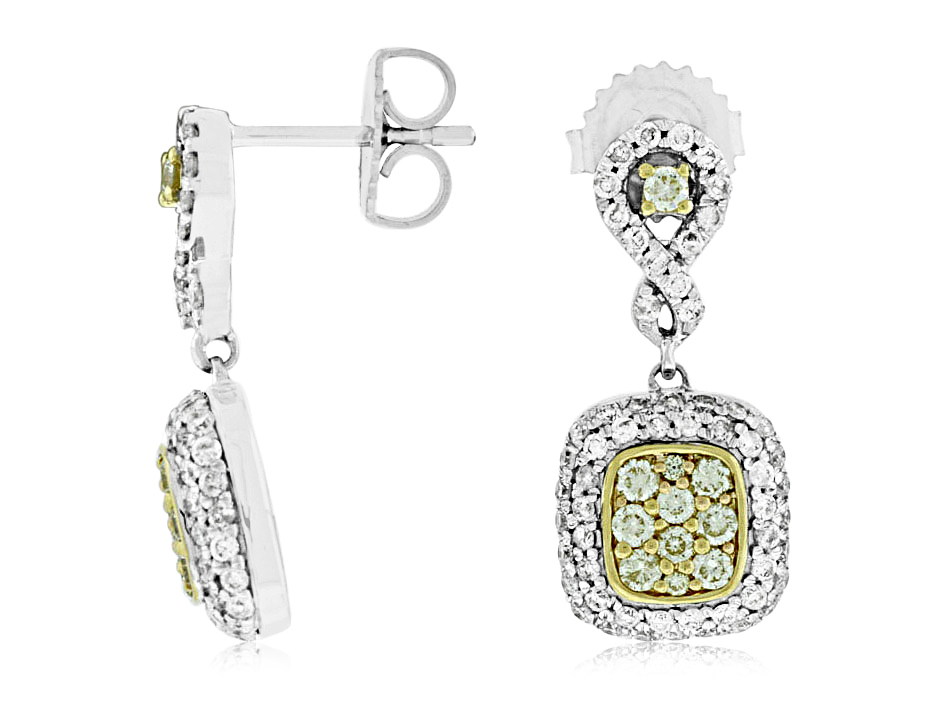 YELLOW DIA & DIAMOND EARRING
