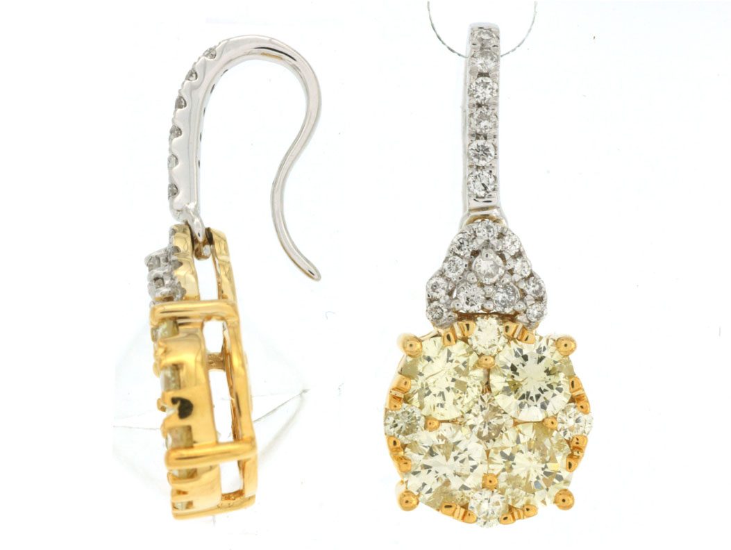 YELLOW DIA & DIAMOND EARRING
