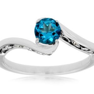 BLUE TOPAZ & DIAMOND RING