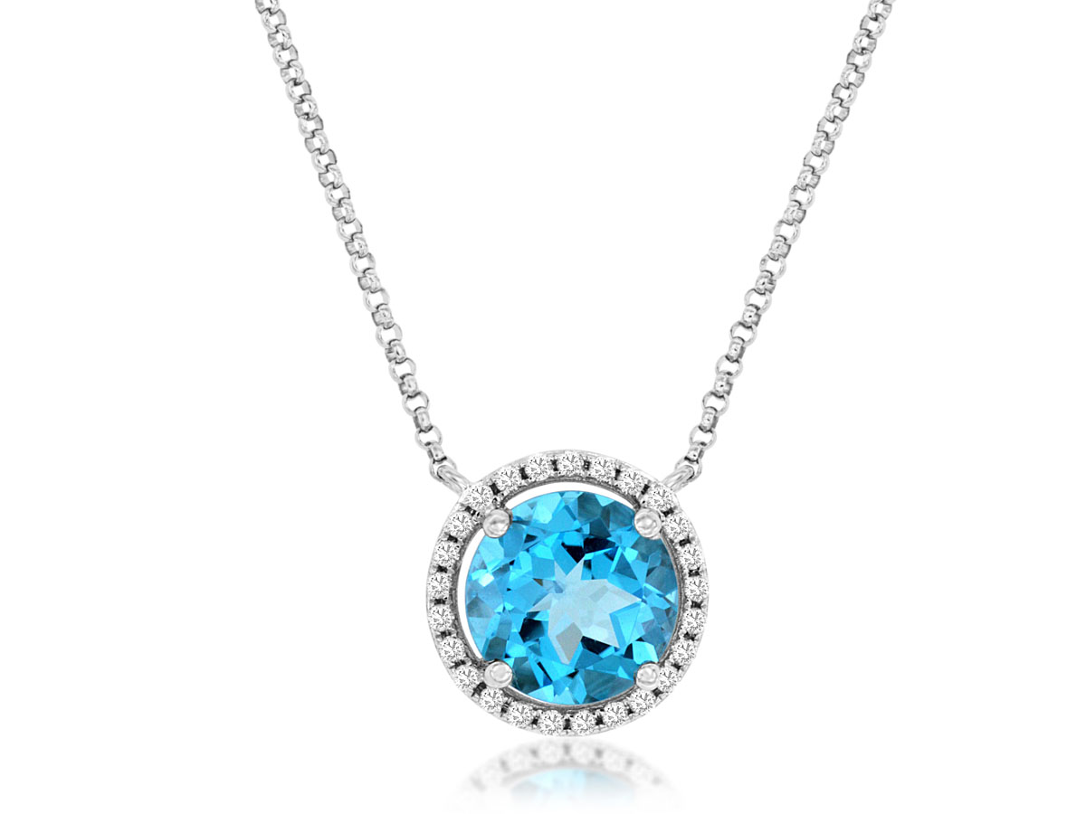 BLUE TOPAZ & DIAMOND PENDANT