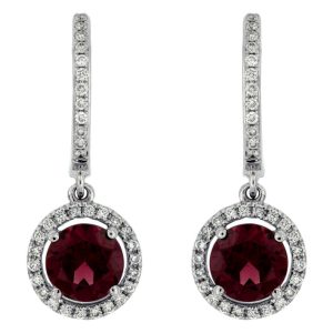 RHODOLITE & DIAMOND EARRING
