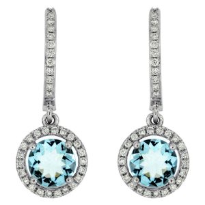 AQUAMARINE & DIAMOND EARRING