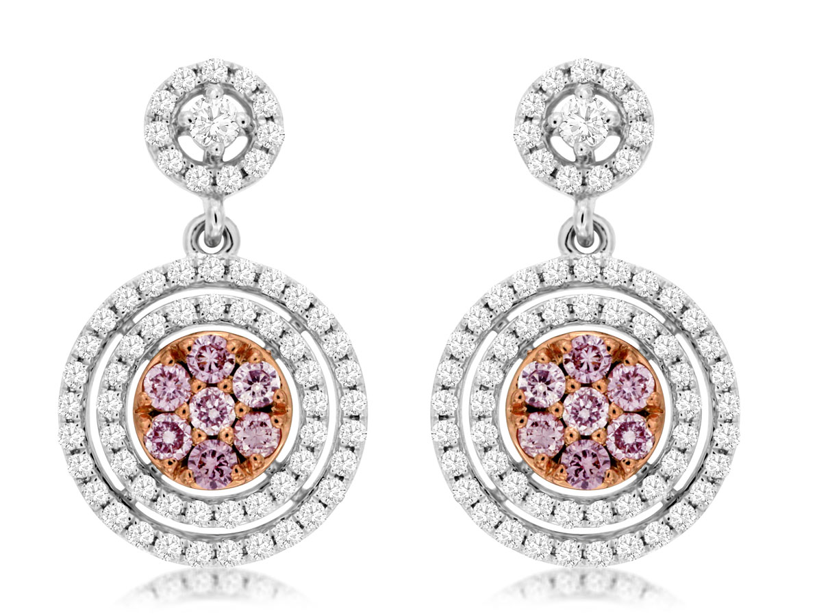 WHITE & PINK DIAMOND EARRING