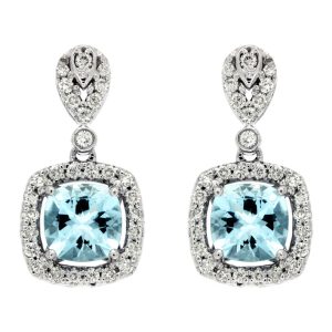 AQUAMARINE & DIAMOND EARRING