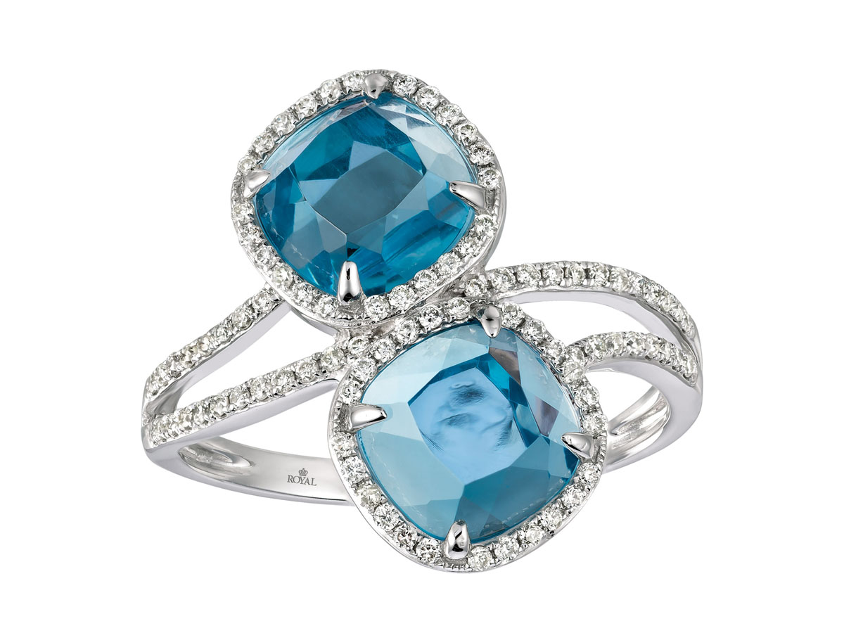 BLUE TOPAZ & DIAMOND RING