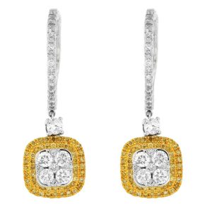 YELLOW DIA & DIAMOND EARRING