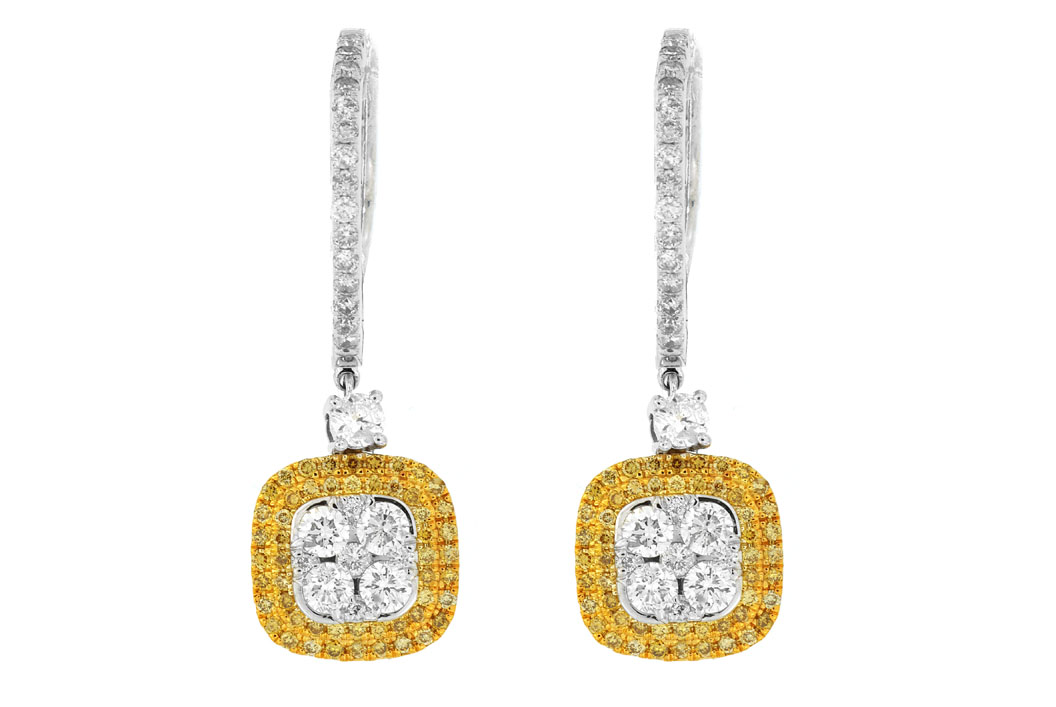YELLOW DIA & DIAMOND EARRING