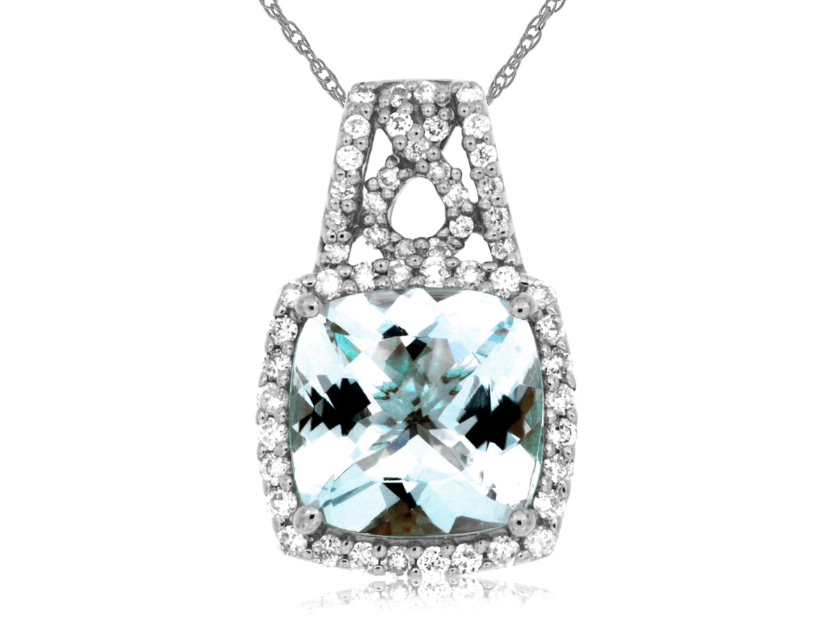 AQUAMARINE & DIAMOND PENDANT