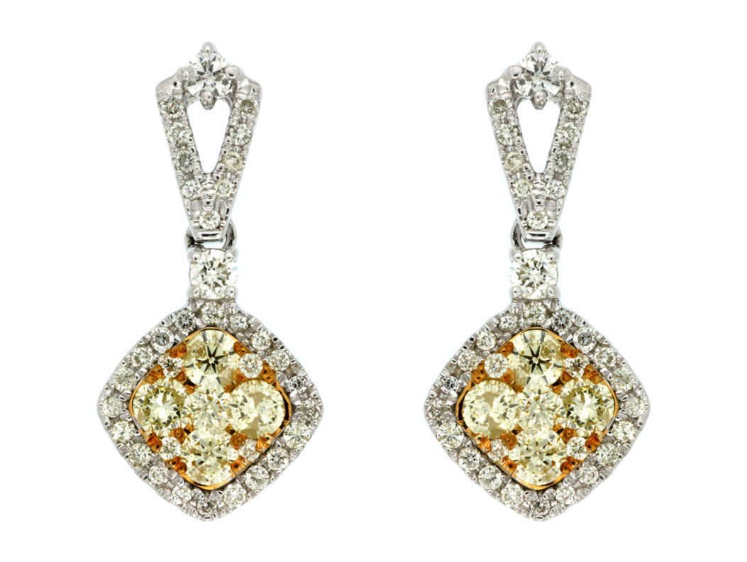 YELLOW DIA & DIAMOND EARRING