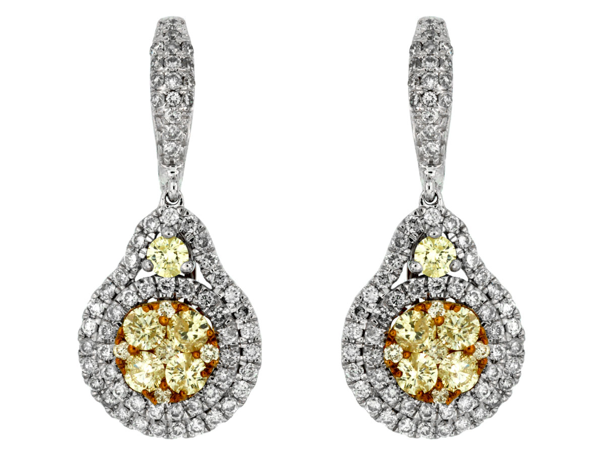 YELLOW DIA & DIAMOND EARRING