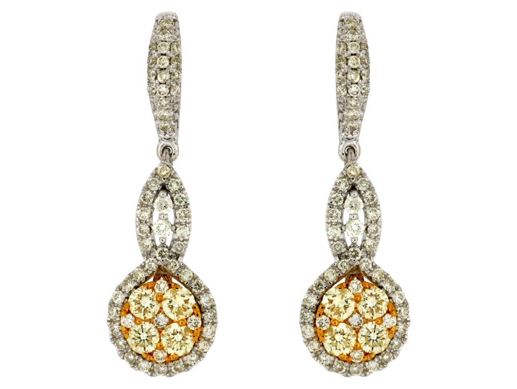 YELLOW DIA & DIAMOND EARRING