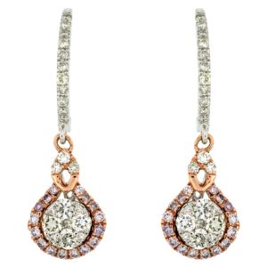 WHITE & PINK DIAMOND EARRING